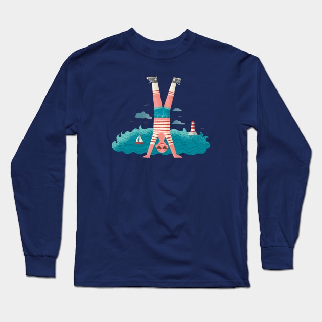 Handstand Sea Long Sleeve T-Shirt by Rebelform